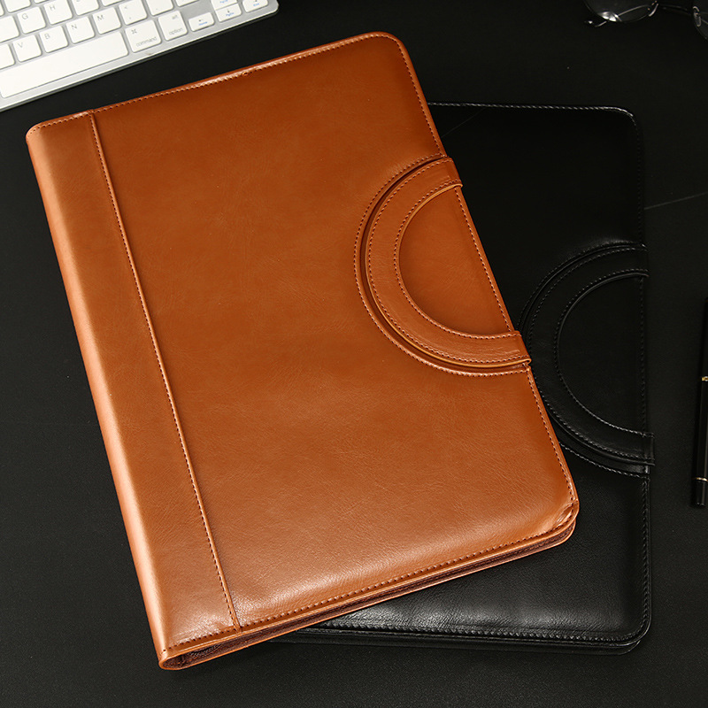 A4-Binder-Folder-PU-Leather-Portable-Manager-Padfolio-Large-Office-Document-Organizer-Briefcase-with-Calculator-Filing-2