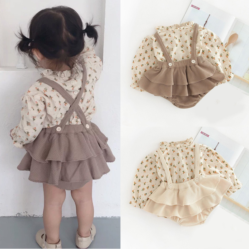Baby-Girl-Clothes-Spring-Summer-Linen-Cotton-Girls-Floral-Pullover-Top-Shirt-Vintage-Suspender-Romper-Dress