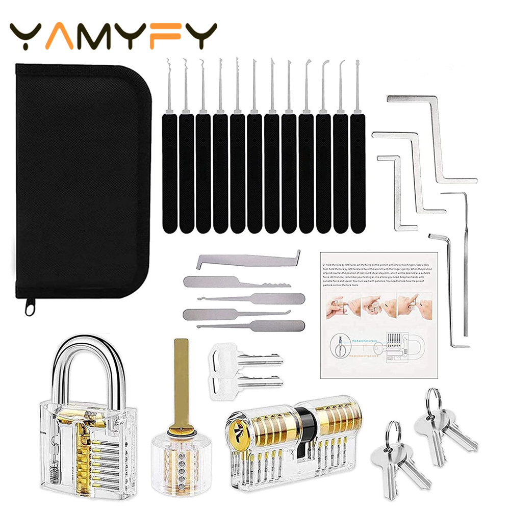 Locksmith-Tools-Transparent-Lock-Practice-Kit-With-Broken-Key-Extractor-Wrench-Set-Tool-Removing-Hook-Hardware