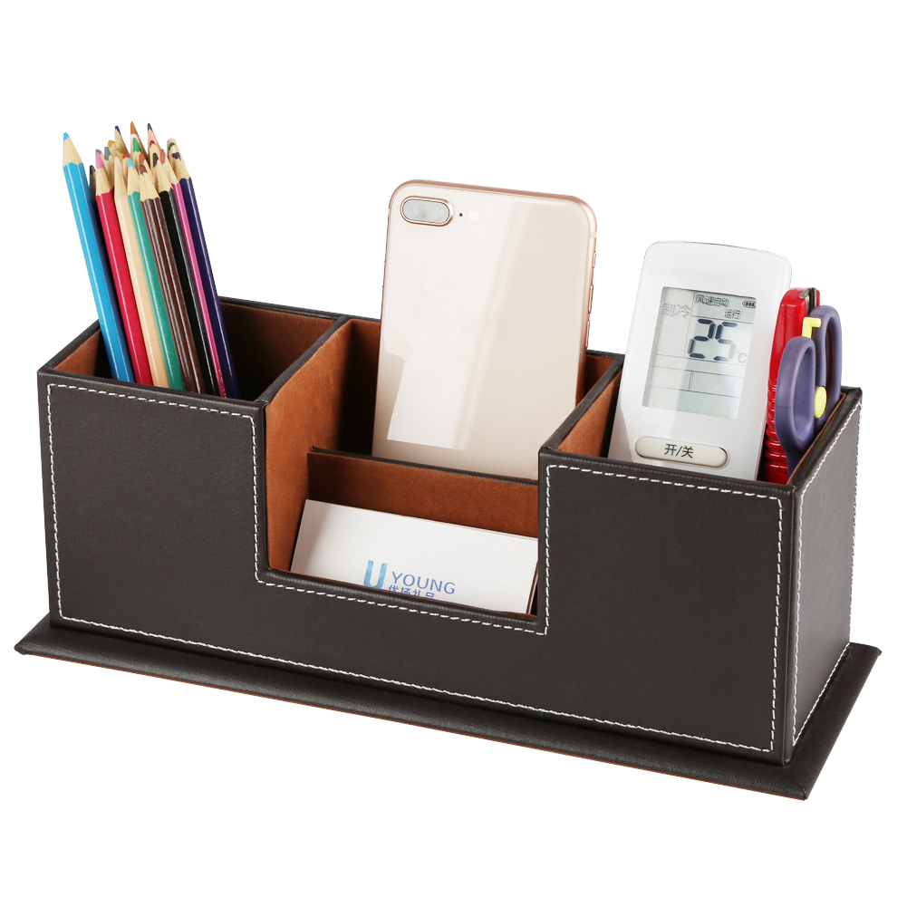 Office-PU-Leather-Desktop-Stationery-Organizer-Double-Pen-Pencil-Holder-Business-Card-Stand-5